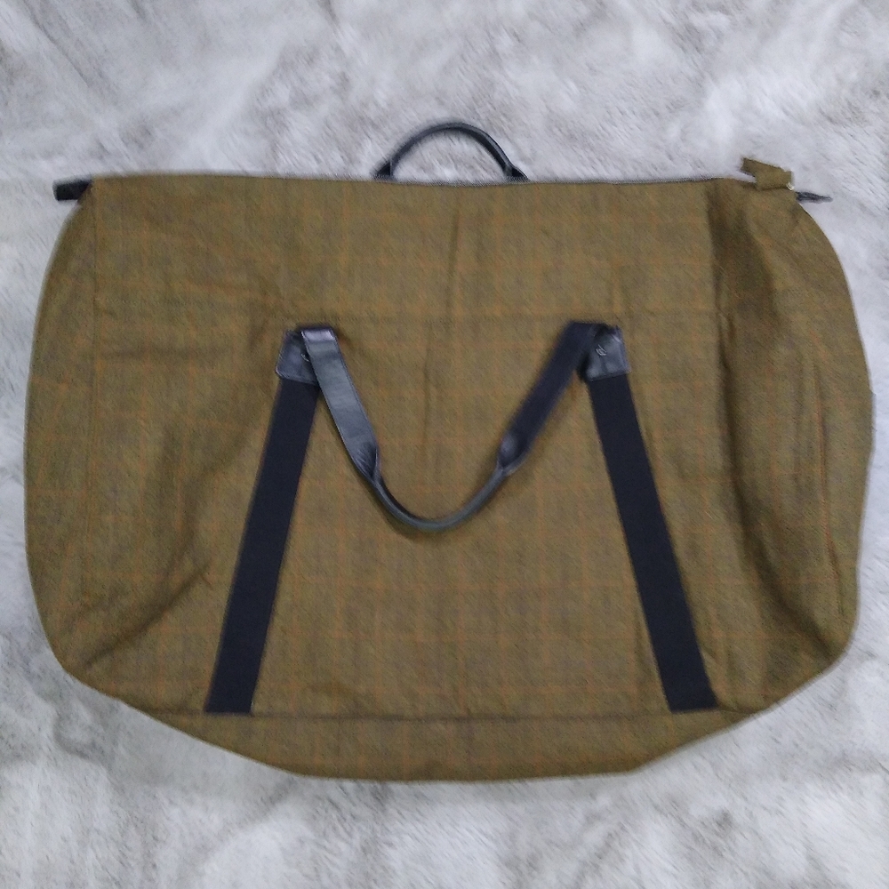 Jack Spade XL Tweed Tartan Olive Travel Overnight Bag - Picture 4 of 11